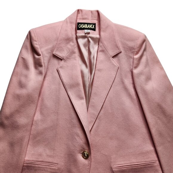 Casablanca Vintage Wool Pink Blazer Jacket SZ 10 Women’s With Shoulder Pads - Picture 3 of 8